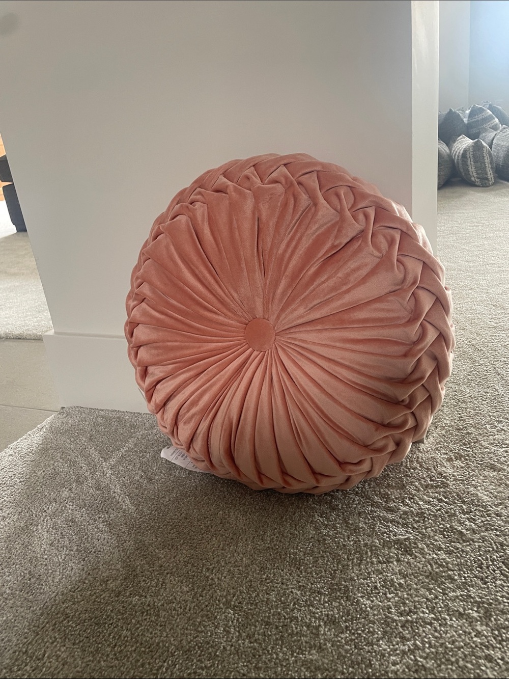 Hobby Lobby Round Pleated Velvet Accent Pillow in Blush Pink